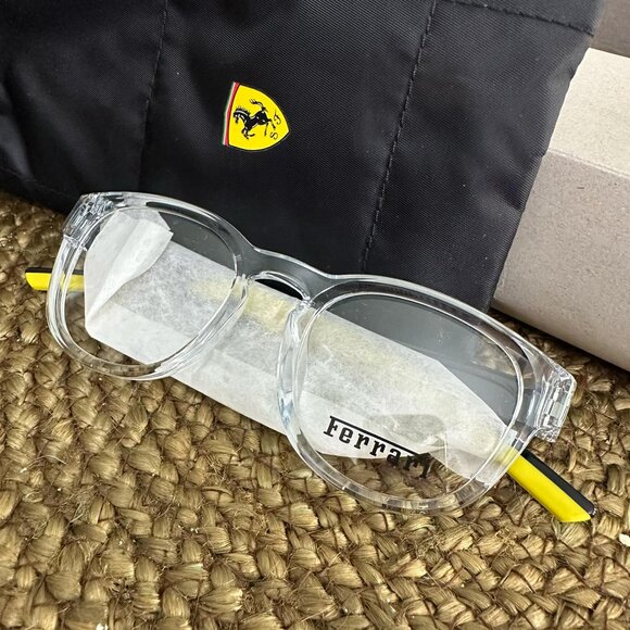 Unisex Ferrari Clear Lens Yellow/Black Detail Glasses FZ8021U - Picture 2 of 9